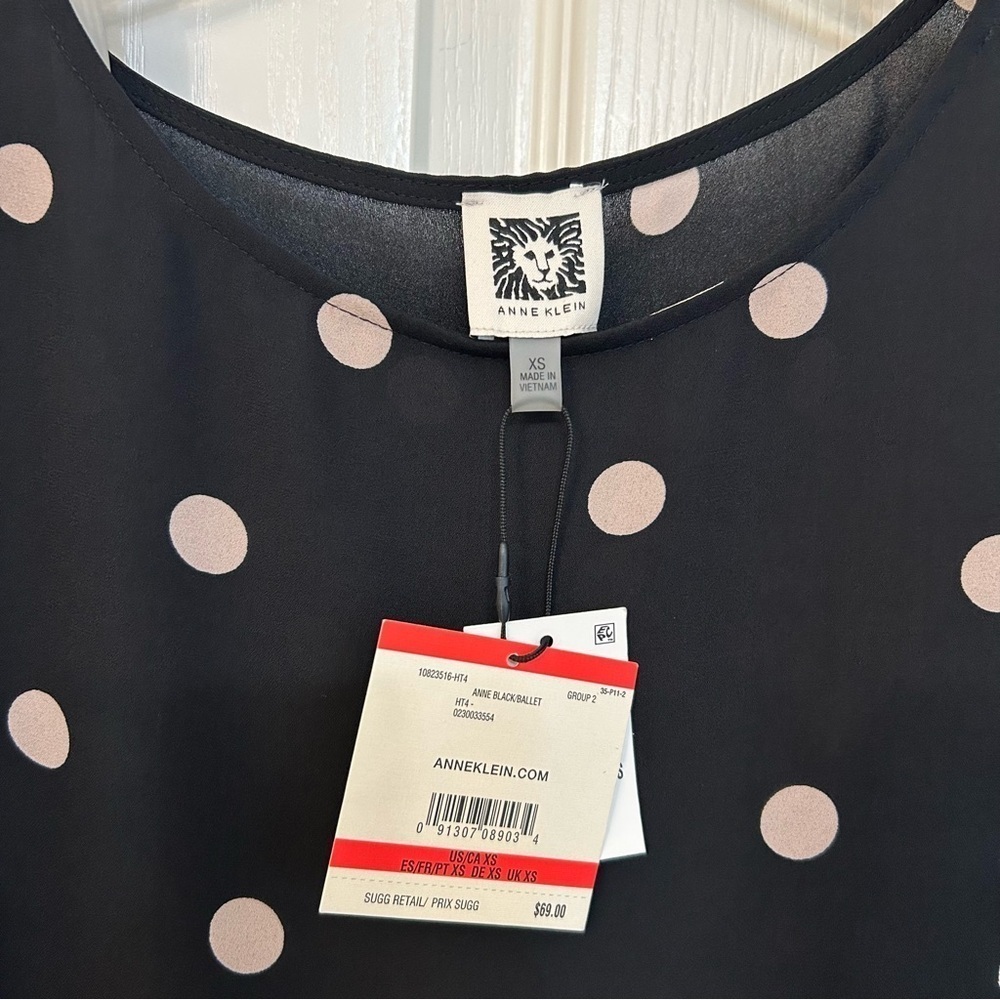 Anne Klein Polka Dot Blouse in Anne Black / Latte Size XS - Picture 8 of 11